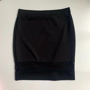 Black Knee Length Skirt with Mesh Pattern